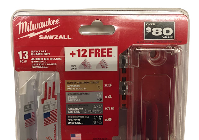 Milwaukee SAWZALL Demolition Nail-Embedded Wood and Metal Cutting Bi-Metal Reciprocating Saw Blade Set (25-Piece)
