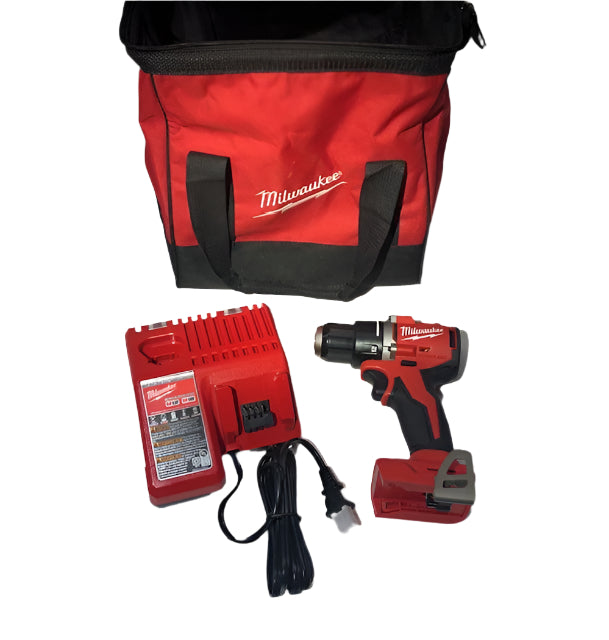 Milwaukee M18 18V Lithium-Ion Brushless Cordless 1/2 in. Compact Drill/Driver (Tool, Charger & Bag)-Only)