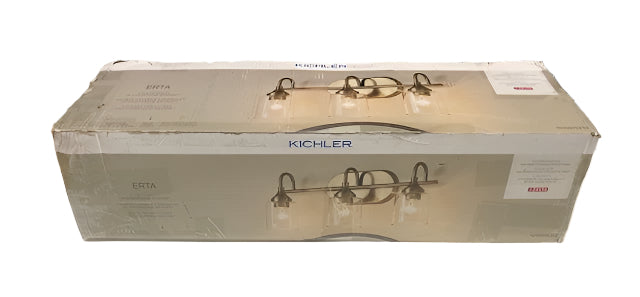 KICHLER Erta 24 in. 3-Light Champagne Bronze Bathroom Vanity Light with Clear Glass Shades
