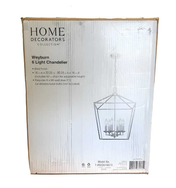 Home Decorators Collection Weyburn 6-Light Gold Farmhouse Chandelier Light Fixture with Caged Metal Shade