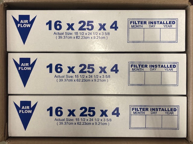 (Pack of 3) HDX 16 in. x 25 in. x 4 in. Contractor Pleated Air Filter FPR 7, MERV 8