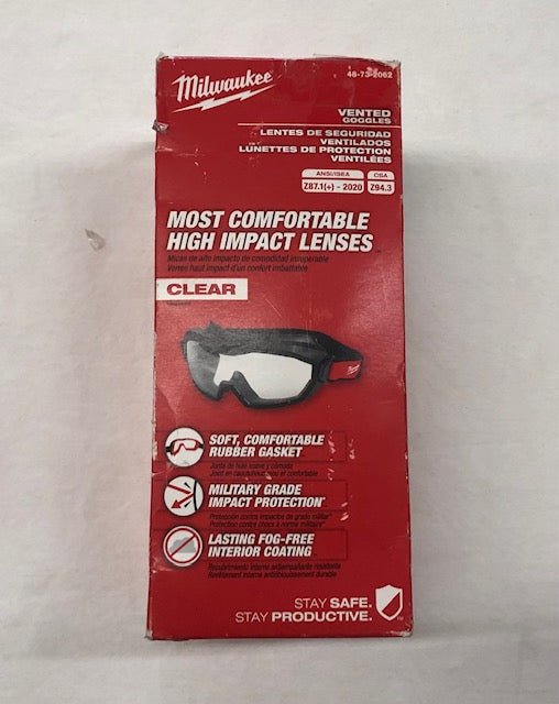 Milwaukee Clear Dual Coat Len's Vented Goggles