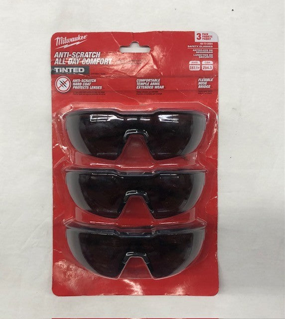 Milwaukee Tinted Safety Glasses Anti-Scratch Lenses (3-Pack)