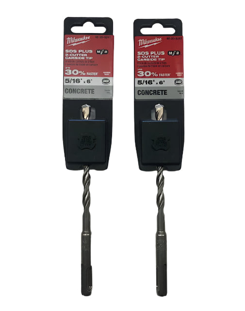 (2-Pack) Milwaukee 5/16 in. x 6 in. 2-Cutter SDS-PLUS Carbide Drill Bit