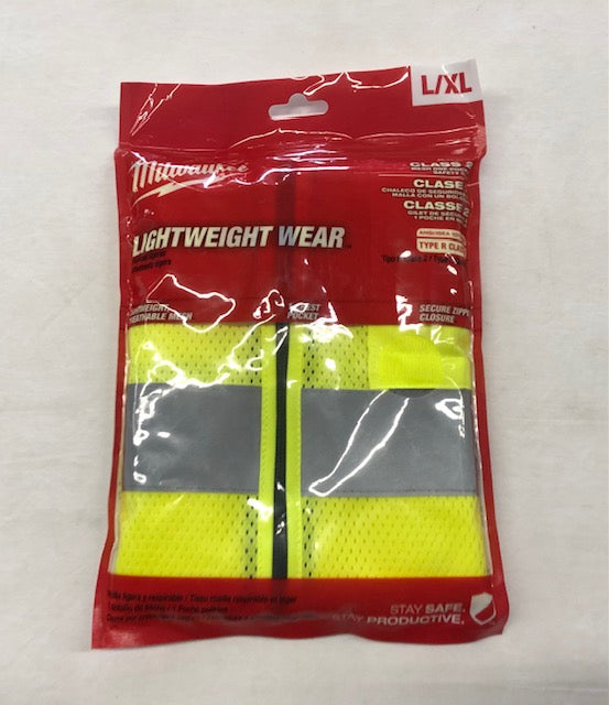 Milwaukee Large/X-Large Yellow Class 2 High Visibility Mesh Safety Vest with 1 Pocket