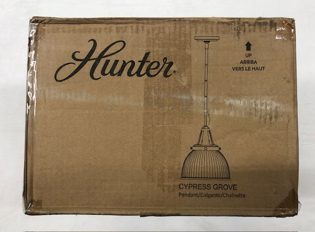 Hunter Cypress Grove 1 light Onyx Bengal Island Pendant Light with Clear Holophane Glass Shade Kitchen Light