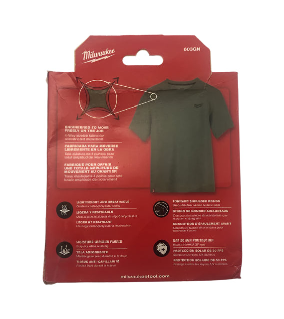 Milwaukee Men's Large Green Cotton/Polyester Short-Sleeve Hybrid Work T-Shirt