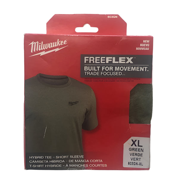 Milwaukee Men's X-Large Green Cotton/Polyester Short-Sleeve Hybrid Work T-Shirt