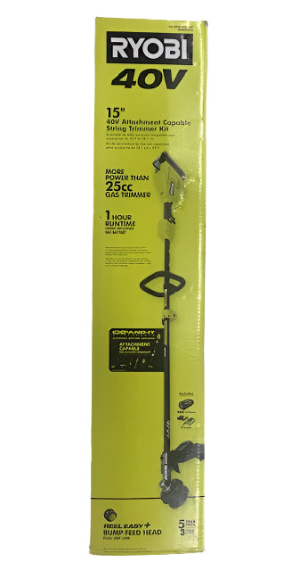 RYOBI 40V 15 in. Expand-It Cordless Battery Attachment Capable String Trimmer with 4.0 Ah Battery and Charger