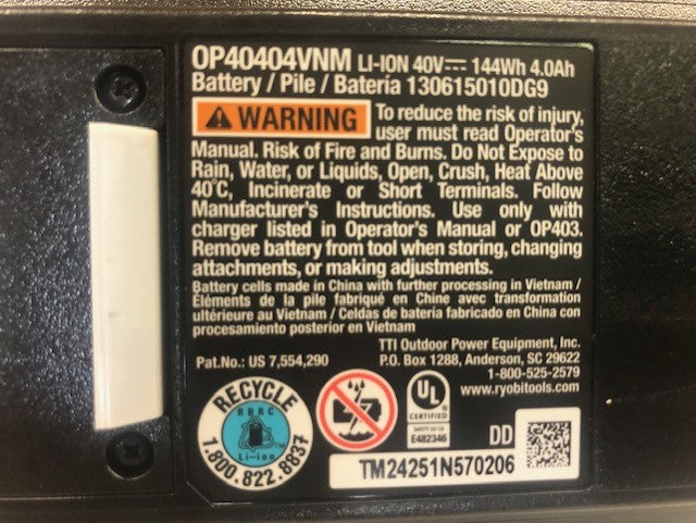 RYOBI 40V Lithium-Ion 4.0 Ah Battery