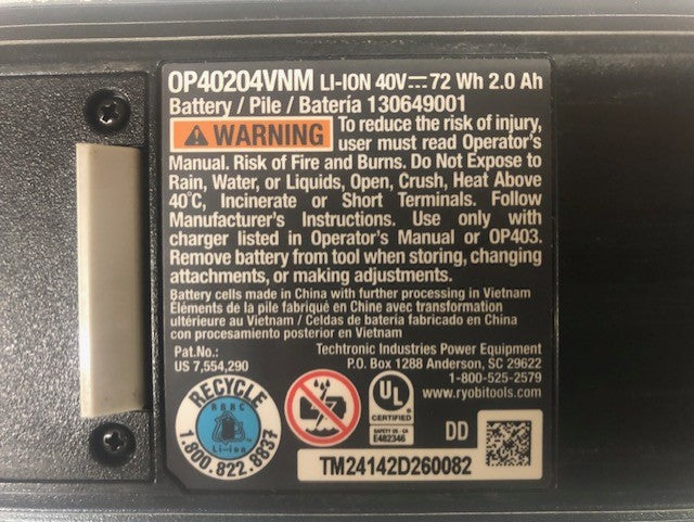 RYOBI 40V Lithium-Ion 2.0 Ah Battery