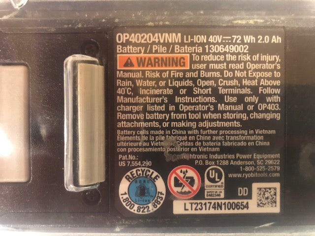 RYOBI 40V Lithium-Ion 2.0 Ah Battery