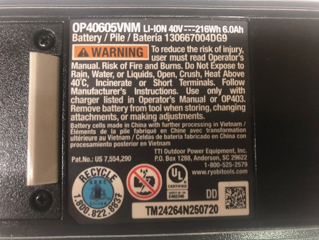 RYOBI 40V Lithium-Ion 6.0 Ah High Capacity Battery