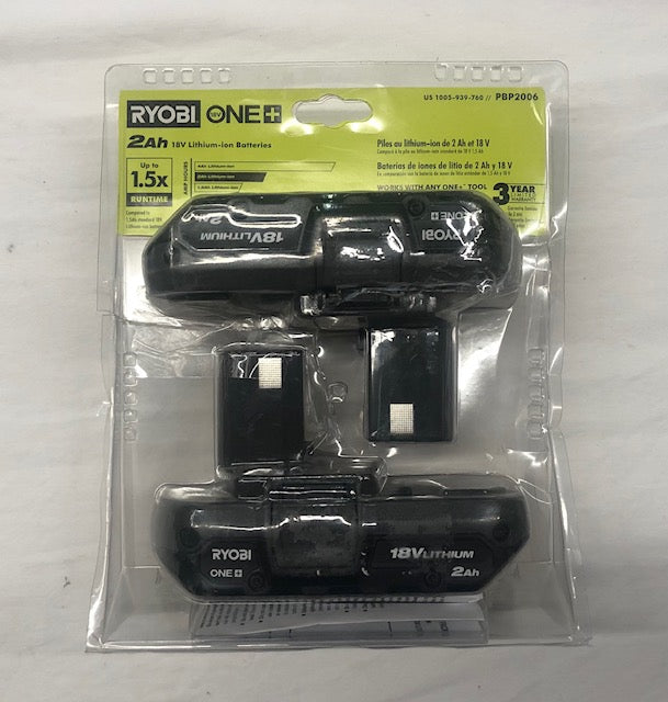 RYOBI ONE+ 18V Lithium-Ion 2.0 Ah Compact Battery (2-Pack)