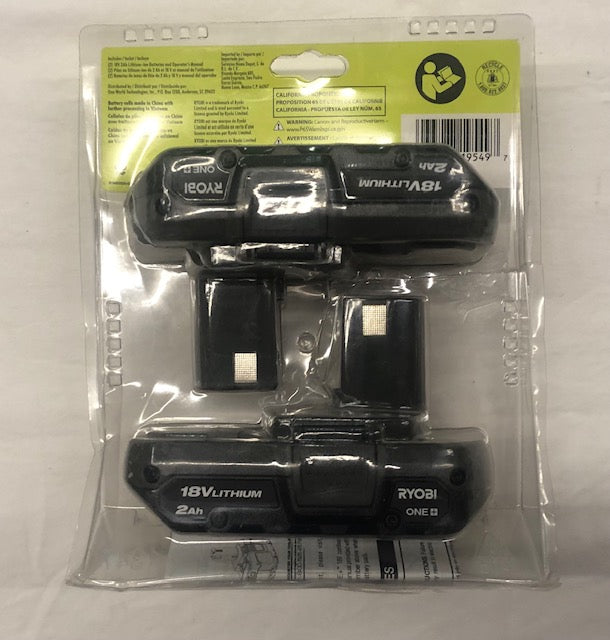 RYOBI ONE+ 18V Lithium-Ion 2.0 Ah Compact Battery (2-Pack)