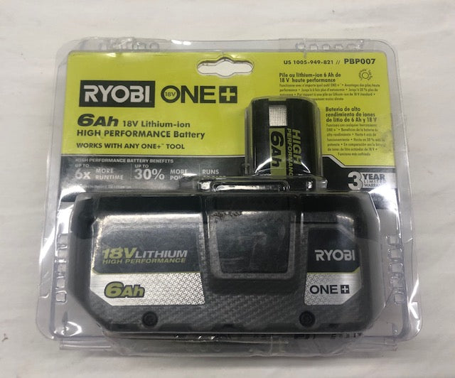 RYOBI ONE+ 18V 6.0 Ah Lithium-Ion HIGH PERFORMANCE Battery
