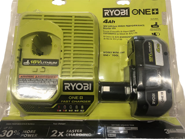 RYOBI ONE+ 18V HIGH PERFORMANCE Starter Kit with 4.0 Ah Battery and Charger