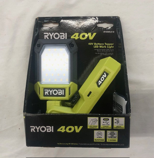 RYOBI 40V Cordless Battery Topper LED Work Light (Tool Only)