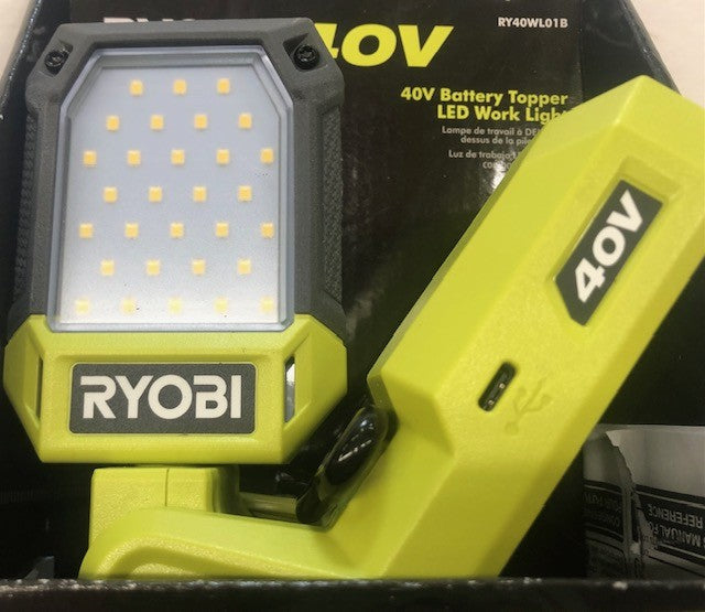 RYOBI 40V Cordless Battery Topper LED Work Light (Tool Only)