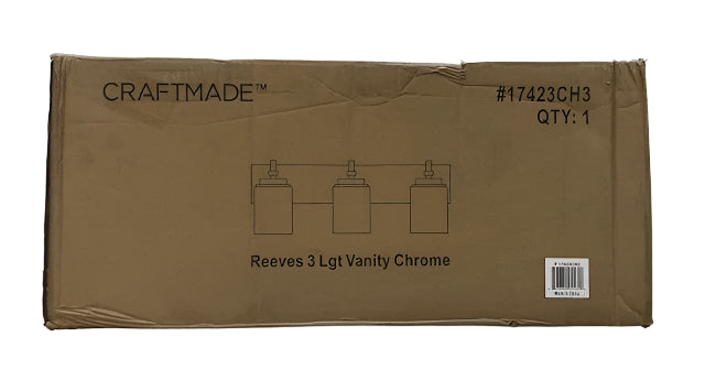 CRAFTMADE Reeves 23 in. 3-Light Chrome Finish Vanity Light with Clear Glass Shade