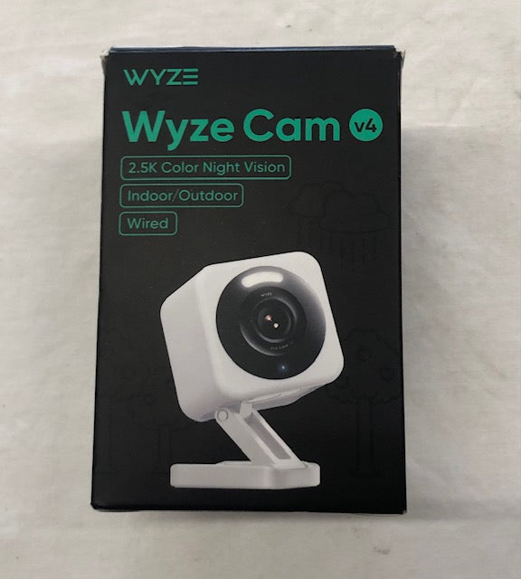 Wyze Cam v4 Wi-Fi 2.5K QHD Indoor/Outdoor Plug-In Smart Home Security Camera, Color Night Vision, 2-Way Audio (White)