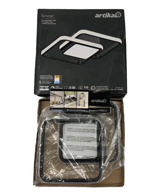Artika Romeson 11 in. 1 Light Black 5CCT Integrated Selectable LED Flush Mount Ceiling Light