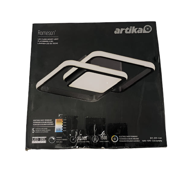 Artika Romeson 11 in. 1 Light Black 5CCT Integrated Selectable LED Flush Mount Ceiling Light