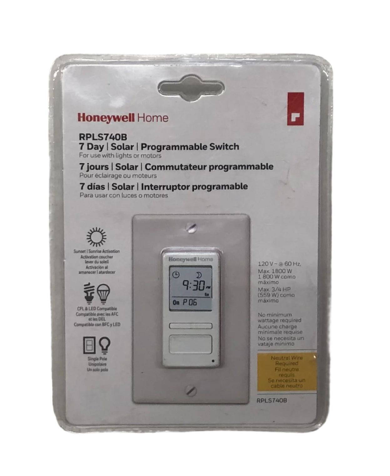 Honeywell Home 120-Volt 7-Day Programmable Indoor/Outdoor Motor and Light Switch Timer with Automatic Daylight Savings