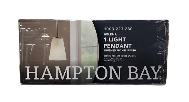 Hampton Bay Helena 4.7 in 1-Light Brushed Nickel Mini Pendant with Frosted Glass Shades