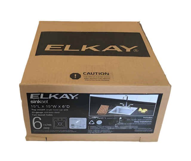 Elkay 15 in. Drop-in Single Bowl 20-Gauge Durable Satin Stainless Steel Kitchen Sink Kit w/ Faucet