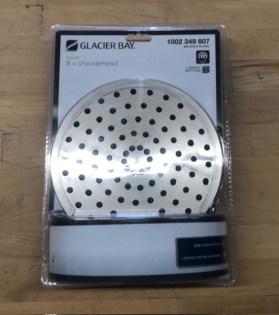 Glacier Bay 1-Spray Pattern 8 in. Single Wall Mount Fixed Shower Head in Brushed Nickel