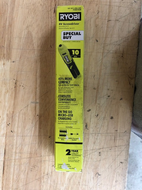 Ryobi 4V 1/4 in. Screwdriver Kit w /Bit Accessories and cable FVD01KSB