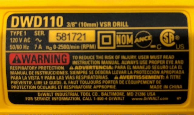 DEWALT 8 Amp Corded 3/8 in. Variable Speed Drill