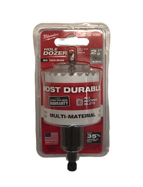 Milwaukee 2-1/8 in. Hole Dozer Bi-Metal Hole Saw with 3/8 in. Arbor & Pilot Bit