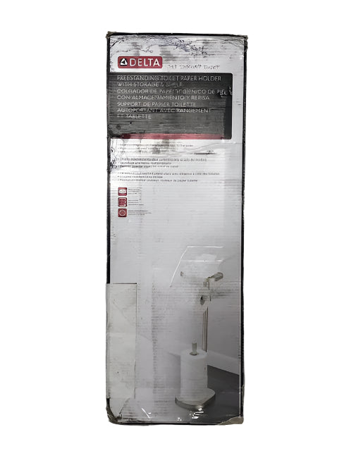 Delta Freestanding Toilet Paper Holder with Shelf and Reserve in Flat Nickel