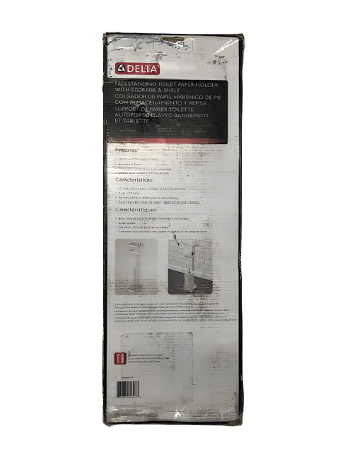 Delta Freestanding Toilet Paper Holder with Shelf and Reserve in Flat Nickel