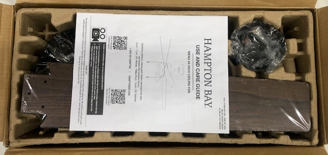 Hampton Bay Mena 44 in. LED Indoor/Outdoor Matte Black Ceiling Fan with Light Kit and Reversible Blades Included