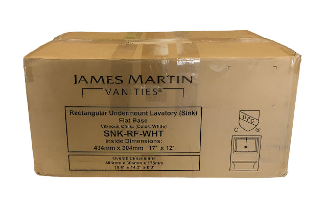 James Martin SNK-RF-WHT Rectangular Undermount Lavatory Sink Flat Base White