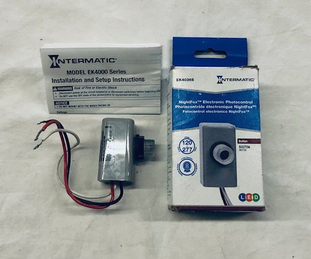 Intermatic NIGHTFOX 1,000-Watt LED/Incandescent Button Electronic Photocontrol, Gray