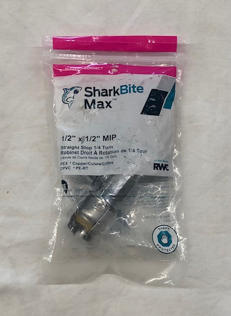 SharkBite Max 1/2 in. Push-to-Connect x 1/2 in. MIP Chrome-Plated Brass Quarter-Turn Straight Stop Valve