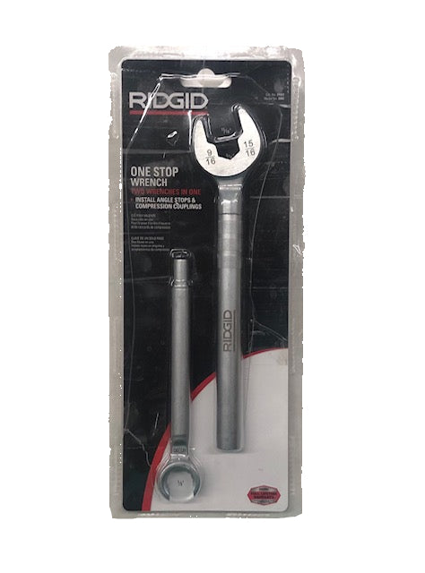 RIDGID One Stop Wrench for Angle Stops, Straight Stops, and Compression Couplings, 2-in-1 Plumbing Wrench for Common Nut Sizes