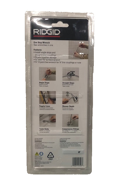 RIDGID One Stop Wrench for Angle Stops, Straight Stops, and Compression Couplings, 2-in-1 Plumbing Wrench for Common Nut Sizes