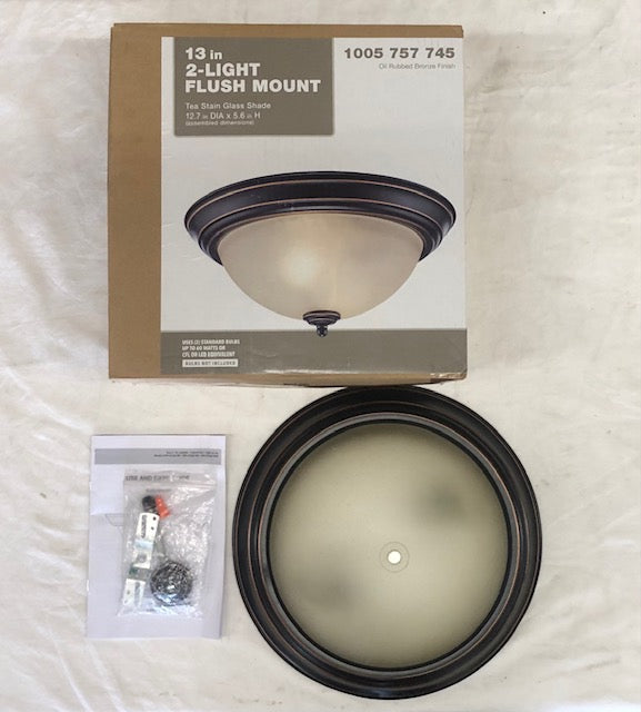 13 in. 2-Light Oil Rubbed Bronze Flush Mount