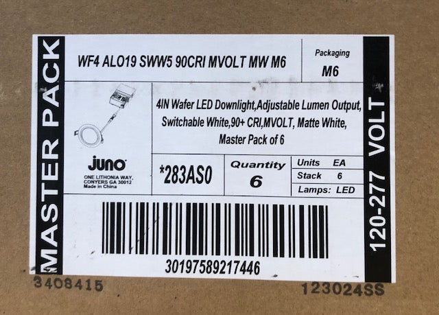 6-Pack - Juno Wafer M-Volt 120-277-Volt 4 in. Adjustable Lumen and CCT Canless IC Rated Dimmable Integrated LED Recessed Light Trim