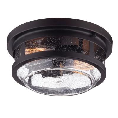 Globe Electric 2-Light Wolfe Bronze Outdoor Flush Mount