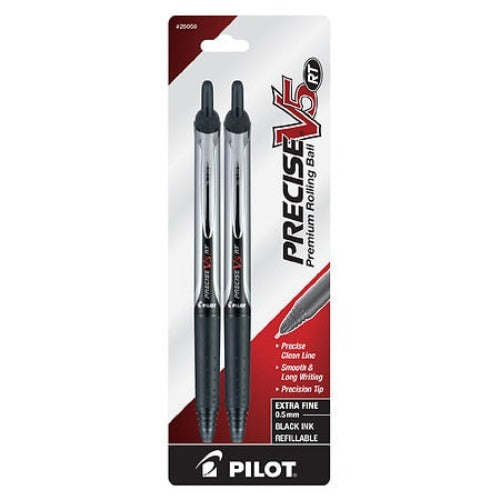 Pilot Precise V5 RT Pens Extra Fine Point Rolling Ball Black Ink 2 Pk 17510766