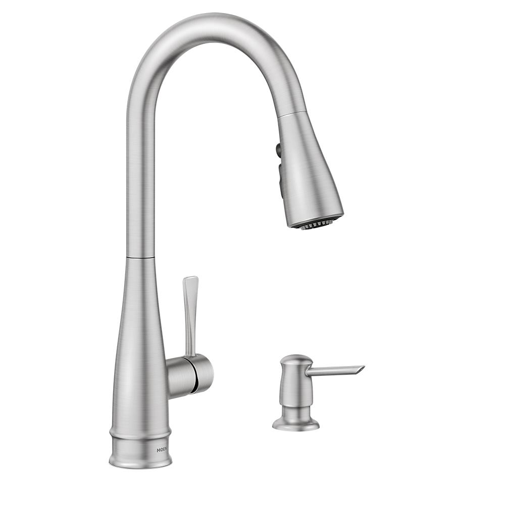 MOEN Birchfield Single-Handle Pull-Down Sprayer Kitchen Faucet with Reflex and PowerBoost in Spot Resist Stainless