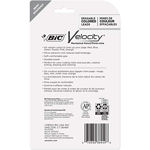 BIC Velocity Mechanical Pencils with Colored Leads - 6 Ct