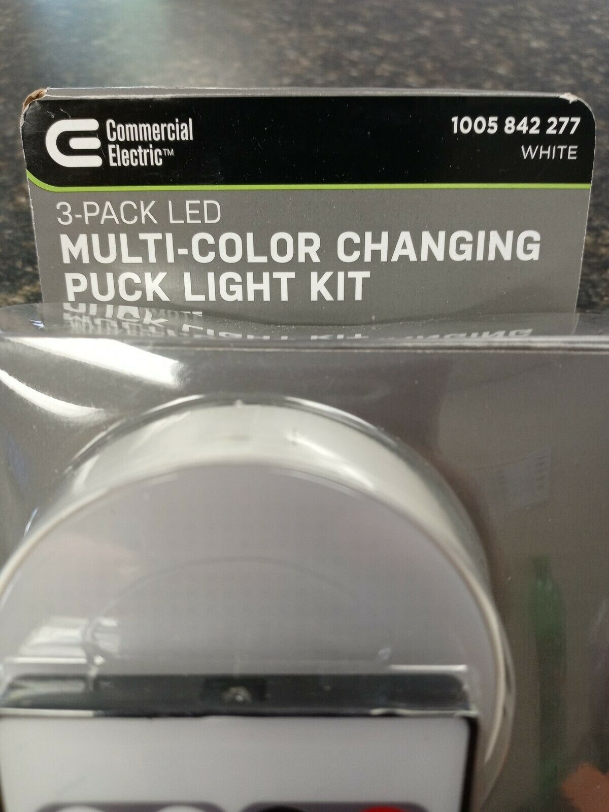 Commercial Electric Plug-in 3-Light LED RGBW Puck Light with Color Changing, White
