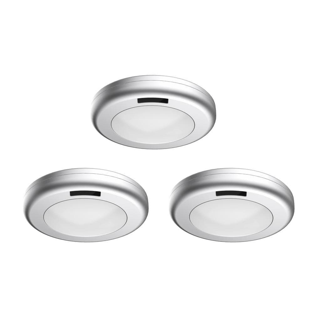 Commercial Electric 3-Light LED Puck Light Kit Silver